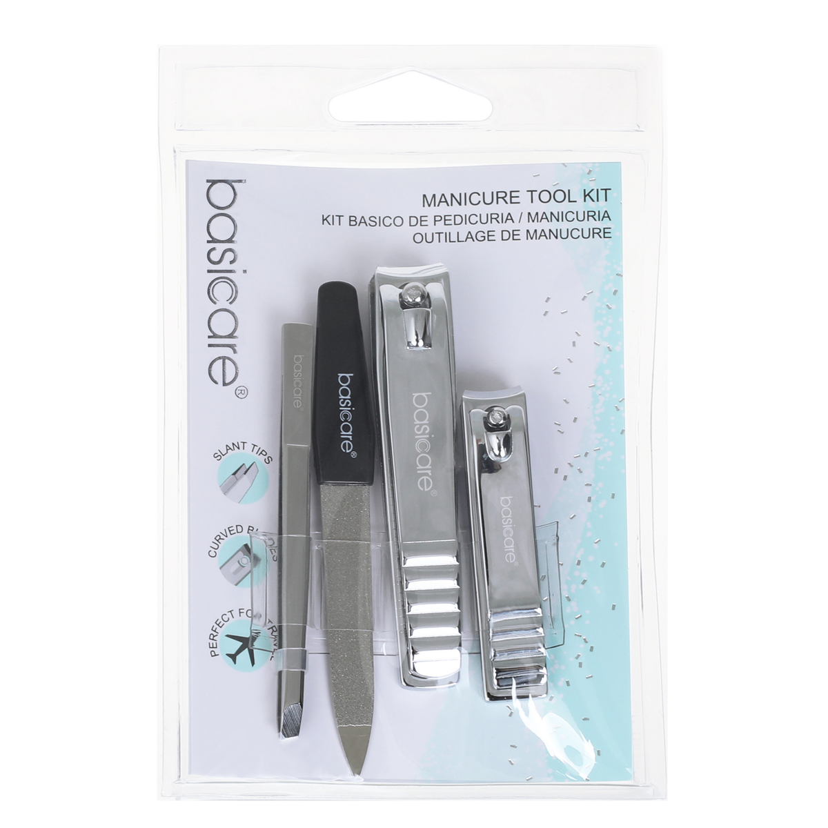 Manicure Tool Kit: Nail clipper Toenail clipper Sapphire Nail File Slant Tweezer by basicare