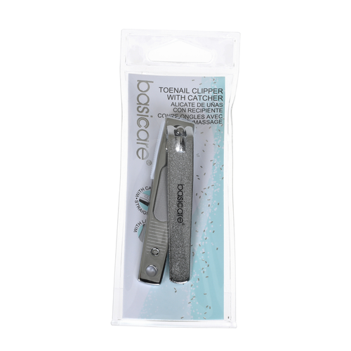 basicare Toenail Clipper -Straight Blades With Laser File & Catcher-Pink by basicare