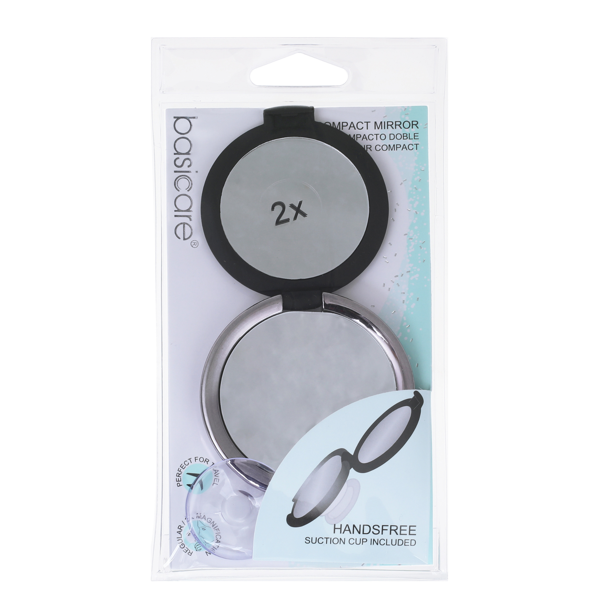 Hands Free Duo Compact Mirror 1x/2x with Suction Cup