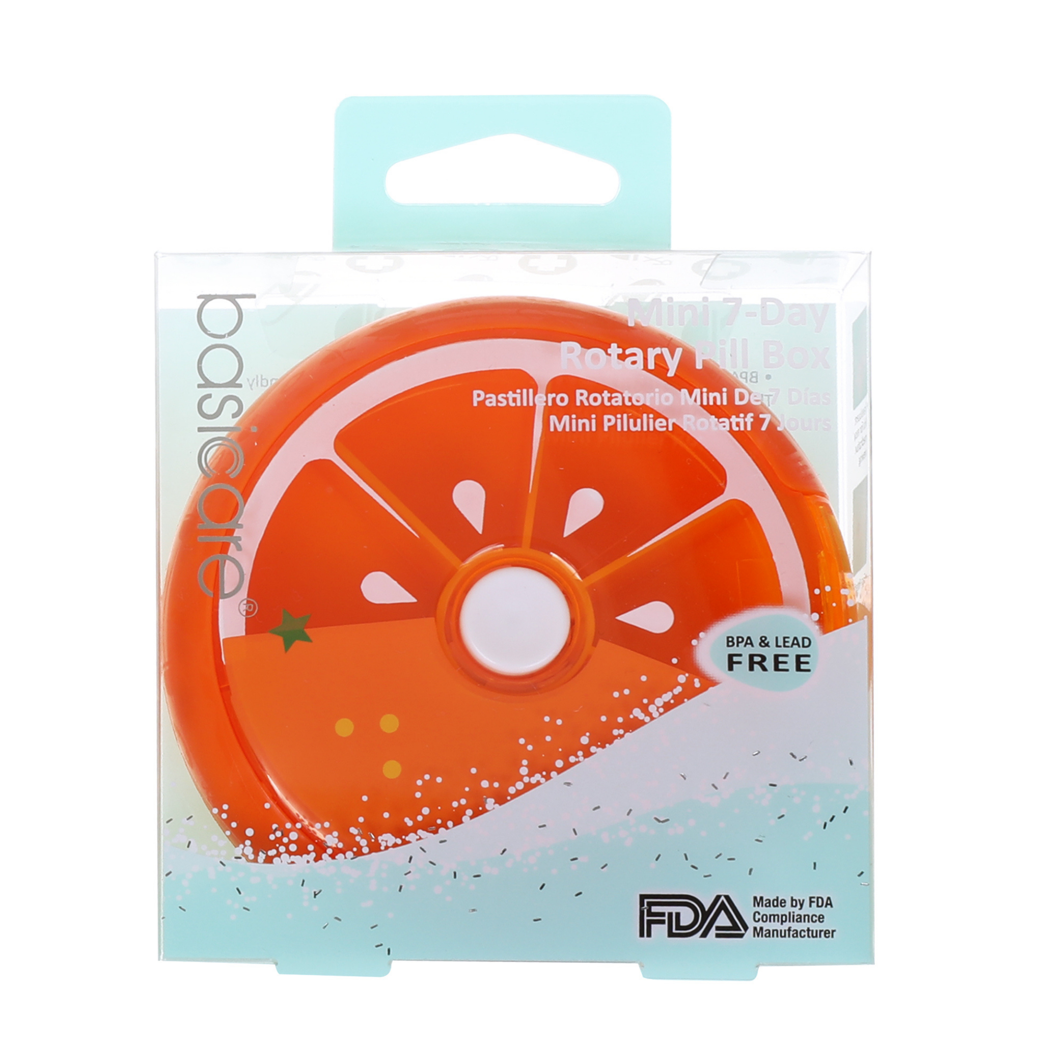 Mini 7-Day Rotary Pill Box, Orange by basicare