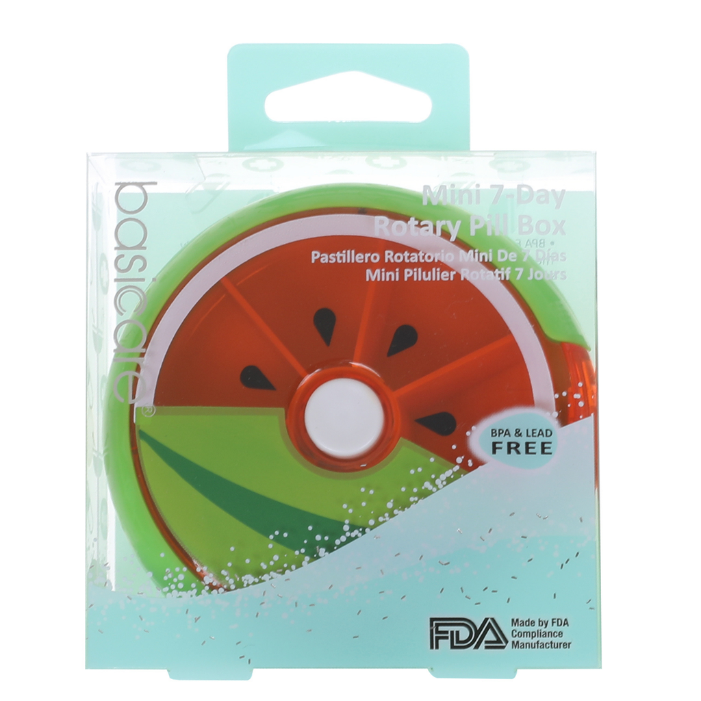 Mini 7-Day Rotary Pill Box, Watermelon by basicare