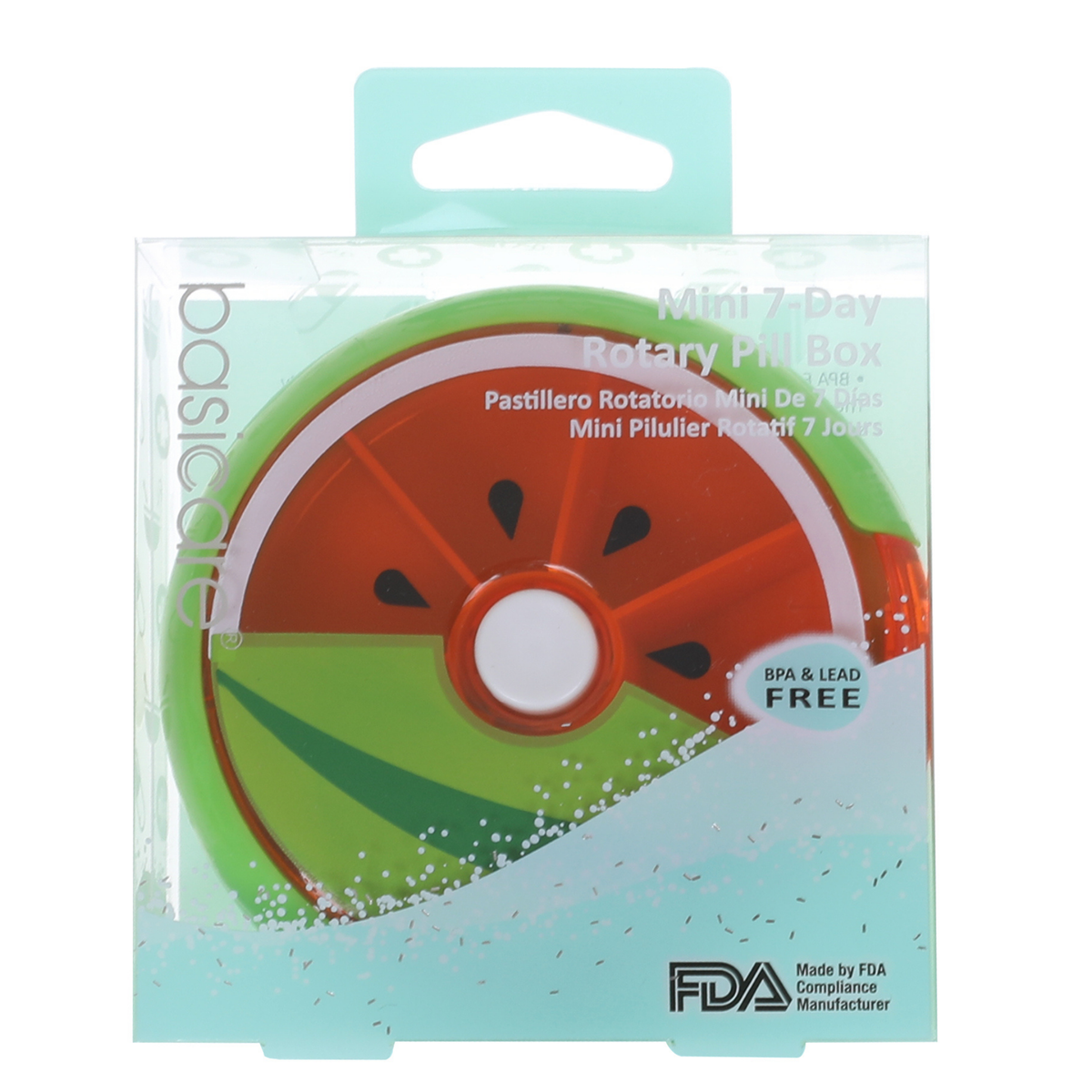 Mini 7-Day Rotary Pill Box, Watermelon by basicare