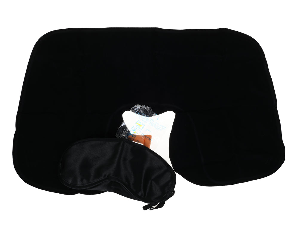 Travel Sleep Kit with Neck Pillow, Eye Mask & Ear Plugs by basicare