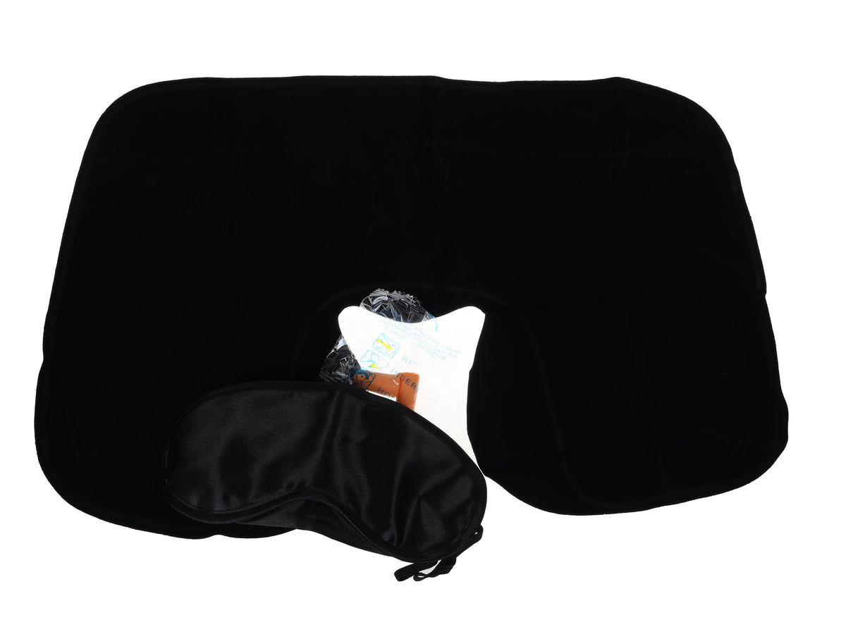 Travel Sleep Kit with Neck Pillow, Eye Mask & Ear Plugs by basicare