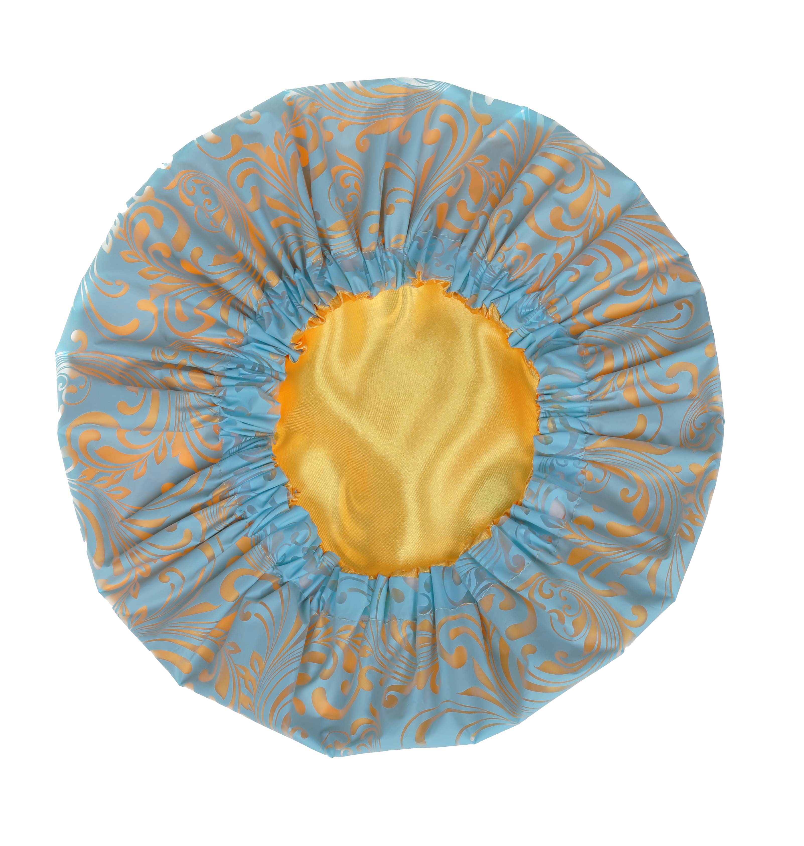 Deluxe Shower Cap - Blue & Gold Paisley by basicare