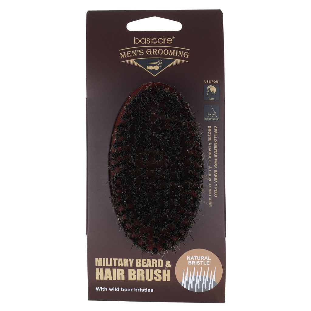 Military Beard & Hair Brush Natural Bristles by basicare