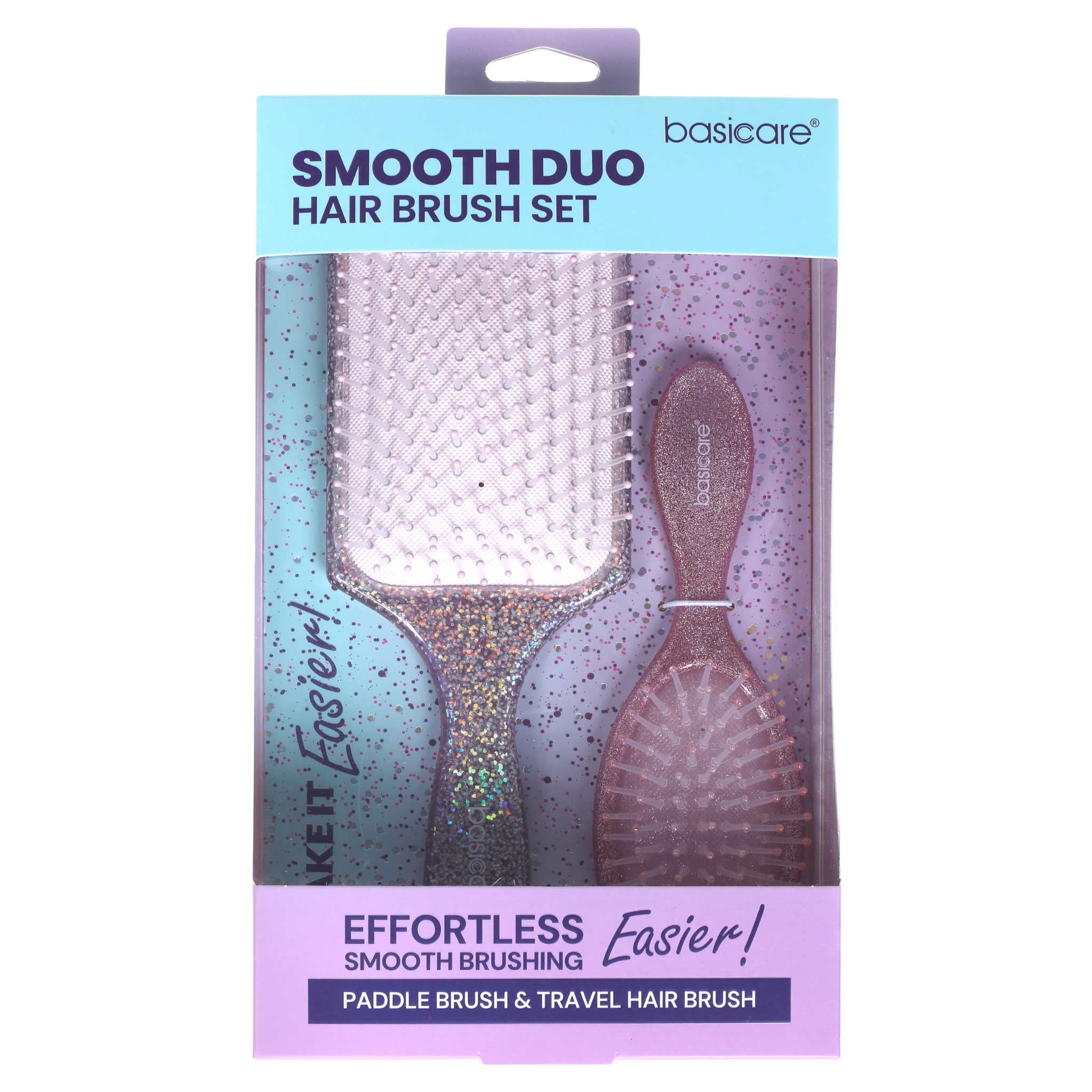 Smooth Duo Hair Brush Set, Paddle & Travel Brush by basicare
