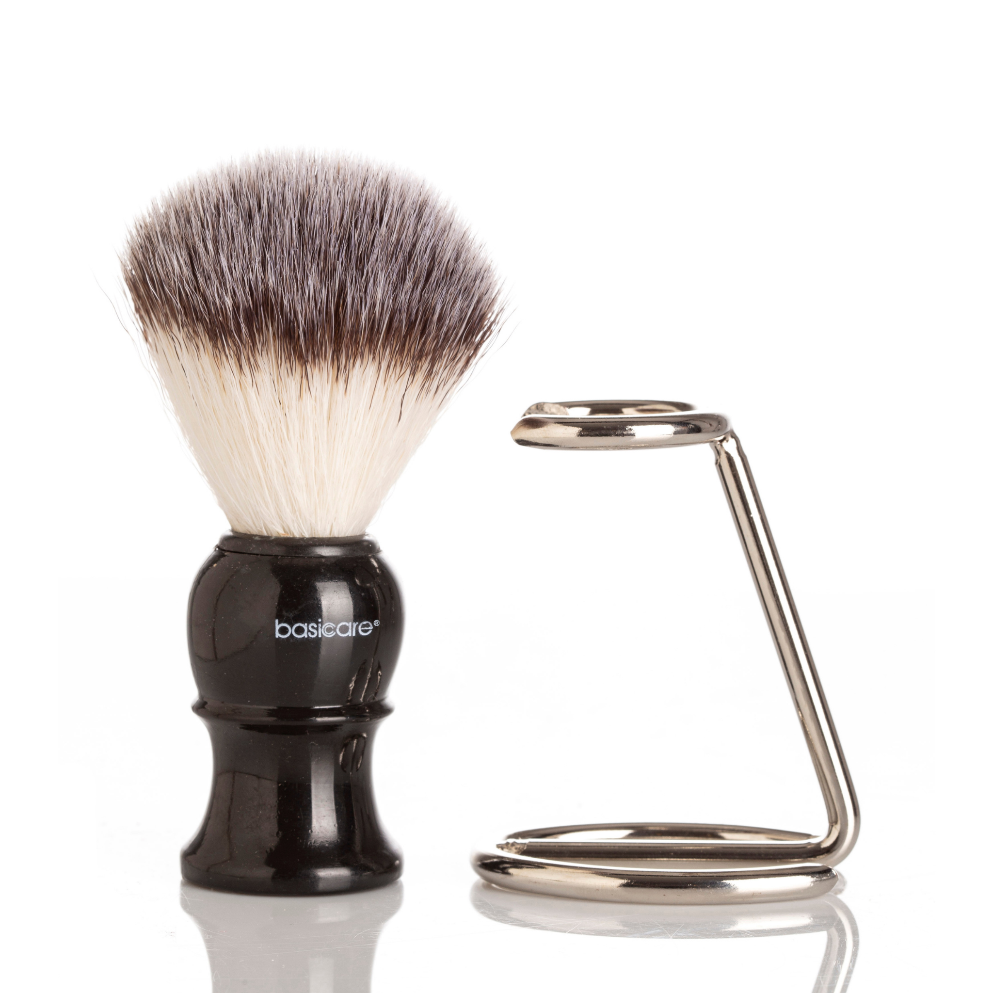 Shaving brush with Stainless Steel Stand Premium Sinthetic Bristles by basicare