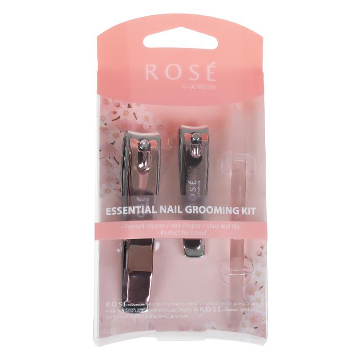Rose Essential Nail Grooming Kit – Two Clippers & Glass File
