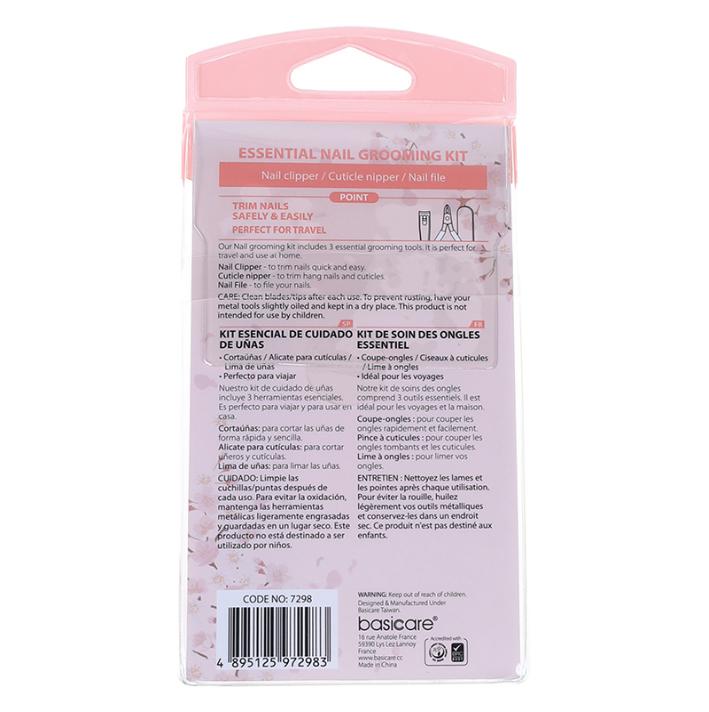 Rose Essential Nail Grooming Kit – Clipper, Cuticle Nipper & File