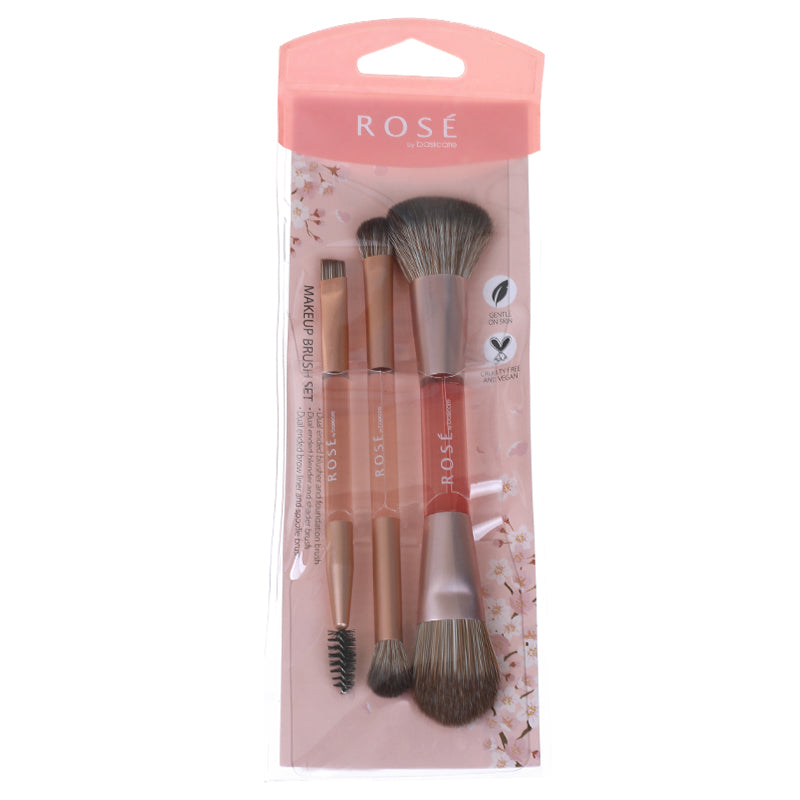 Rose Makeup Brush Set – 3 Dual-Ended Brushes