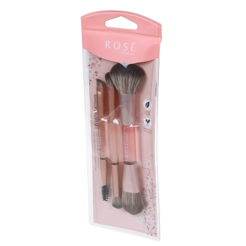 Rose Makeup Brush Set – 3 Dual-Ended Brushes