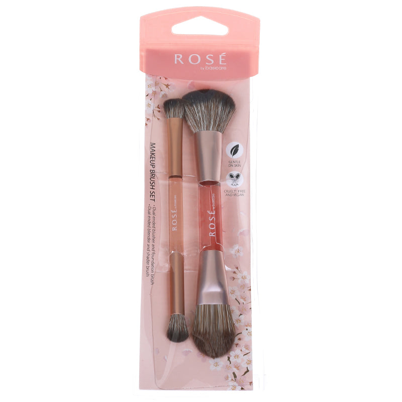 Rose Makeup Brush Set – 2 Dual-Ended Brushes