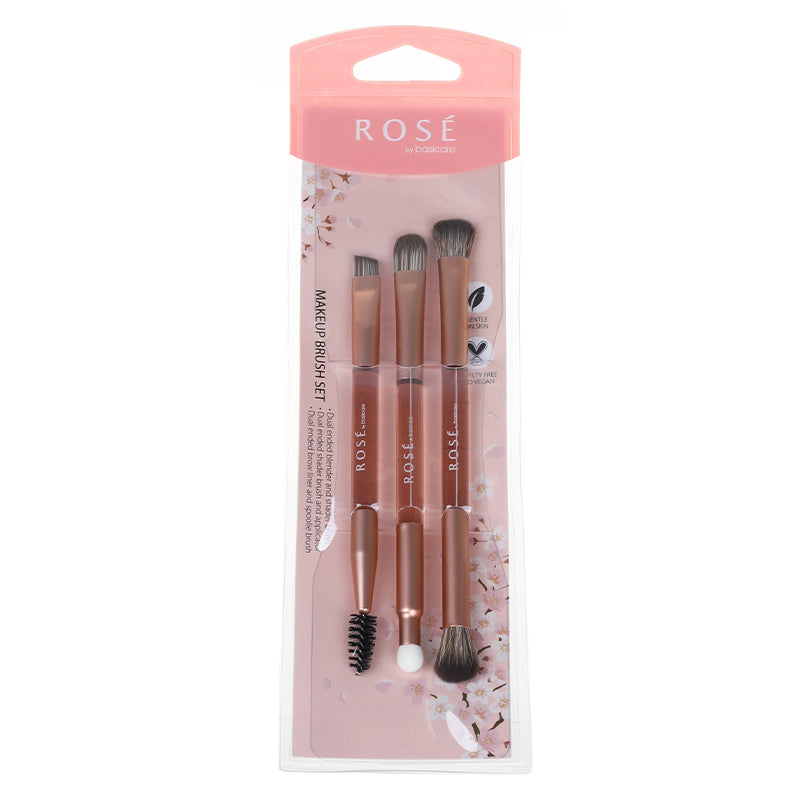 Rose Eye Makeup Brush Set – 3 Dual-Ended Brushes