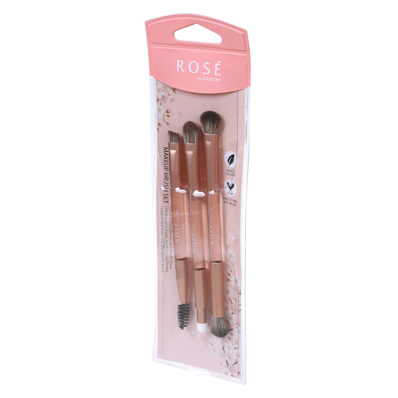 Rose Eye Makeup Brush Set – 3 Dual-Ended Brushes