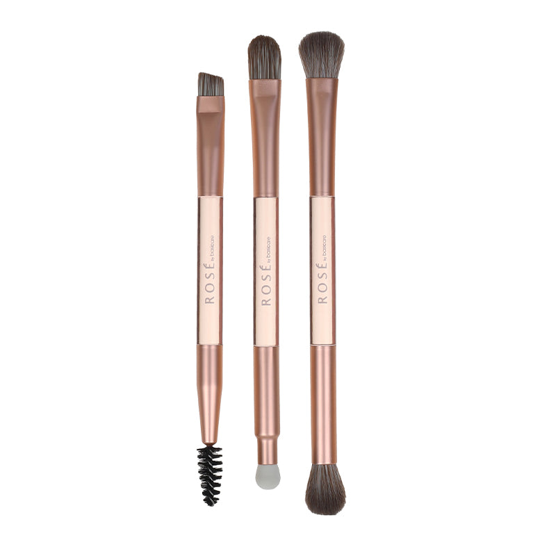 Rose Eye Makeup Brush Set – 3 Dual-Ended Brushes