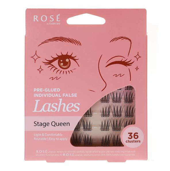 Rose Pre-Glued Individual False Lashes – Stage Queen 36pcs