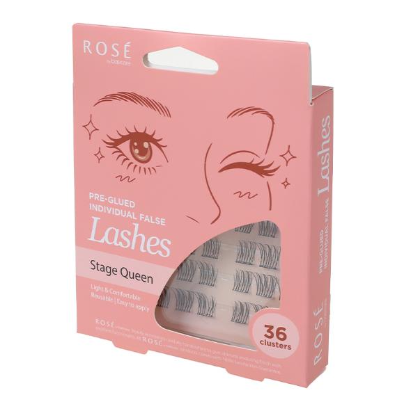 Rose Pre-Glued Individual False Lashes – Stage Queen 36pcs