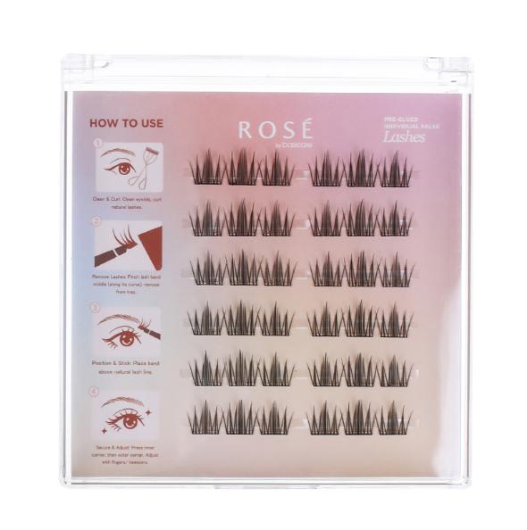 Rose Pre-Glued Individual False Lashes – Whispering Bloom 36pcs
