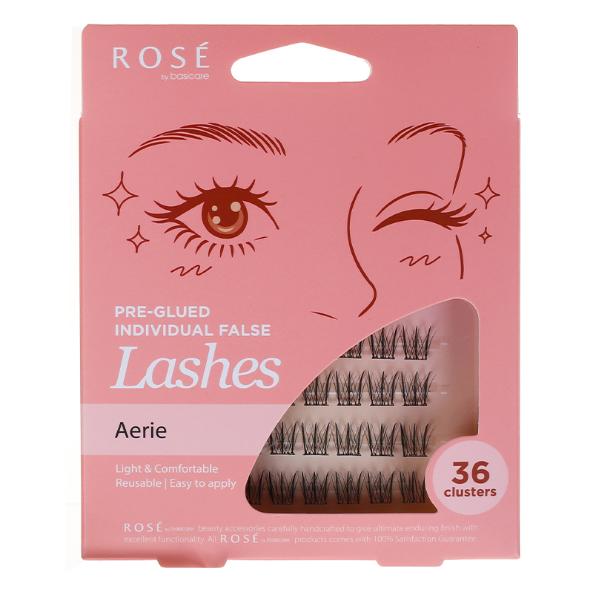 Rose Pre-Glued Individual False Lashes – Aerie 36pcs