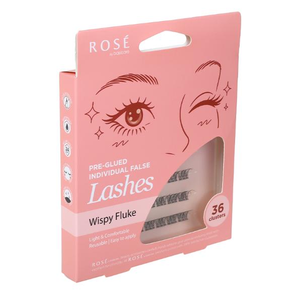 Rose Pre-Glued Individual False Lashes – Wispy Fluke 36pcs