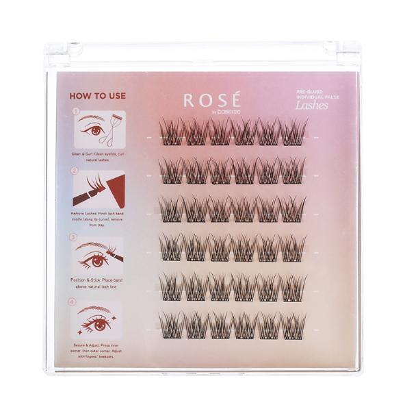 Rose Pre-Glued Individual False Lashes – Wispy Fluke 36pcs