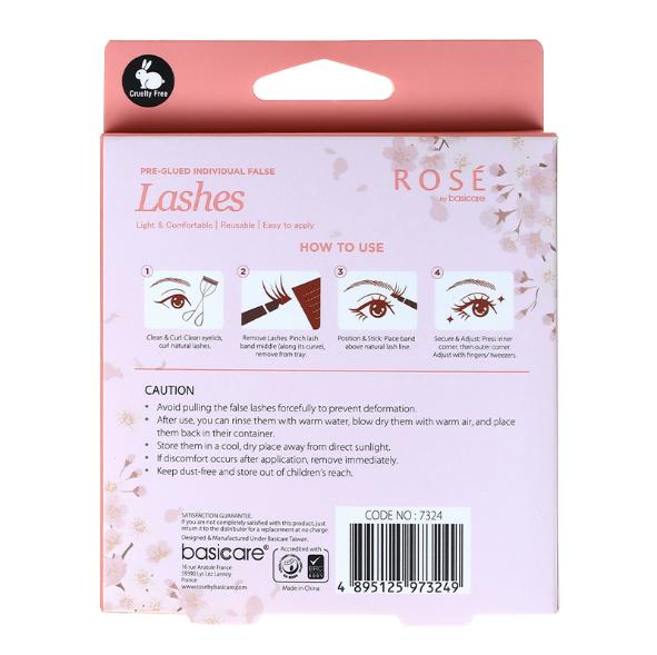 Rose Pre-Glued Individual False Lashes – Blush Fluff 36pcs