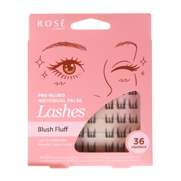 Rose Pre-Glued Individual False Lashes – Blush Fluff 36pcs