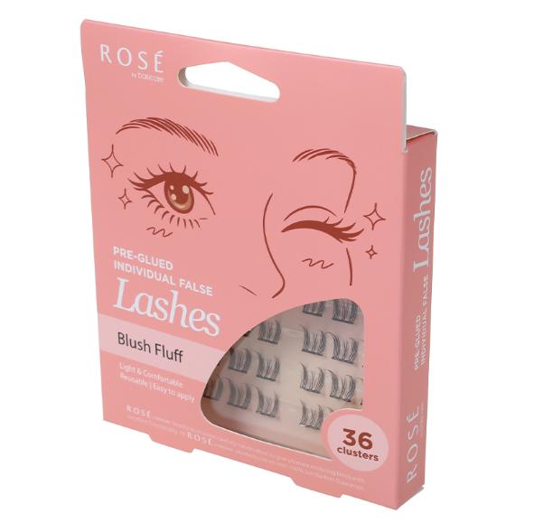 Rose Pre-Glued Individual False Lashes – Blush Fluff 36pcs