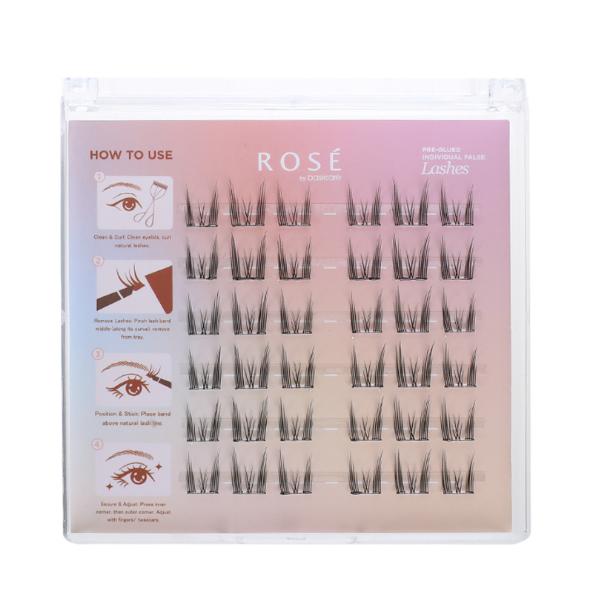Rose Pre-Glued Individual False Lashes – Blush Fluff 36pcs