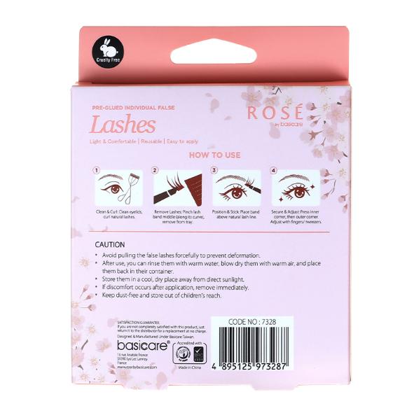 Rose Pre-Glued Individual False Lashes – Velvet Wink 36pcs