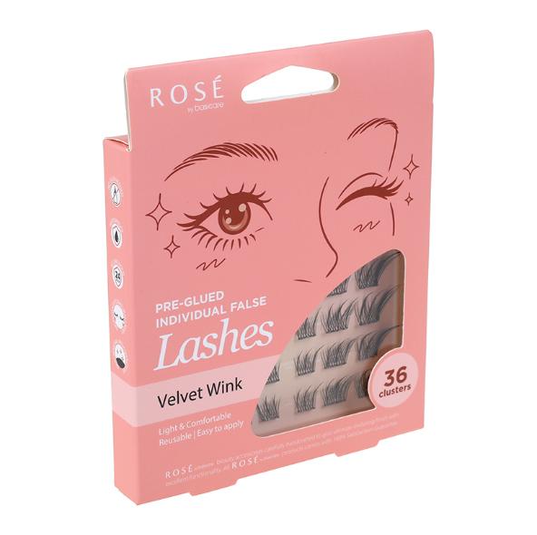 Rose Pre-Glued Individual False Lashes – Velvet Wink 36pcs