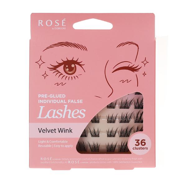Rose Pre-Glued Individual False Lashes – Velvet Wink 36pcs